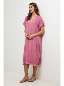 Lin Passion Sukienka w kolorze jasnoróżowym rozmiar: 36/38. Różowe sukienki Lin Passion, bez wzorów, bez kołnierzyka, bez ramiączek, midi. Za 121,99 zł.