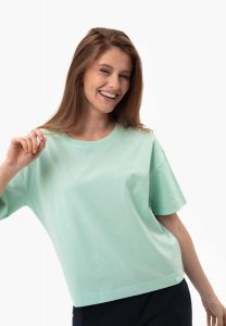 Gładki t-shirt, Comfort Fit, T-RODOS. Zielone t-shirty Volcano, m, z aplikacjami, z bawełny, bez kołnierzyka, bez ramiączek. Za 59,99 zł.