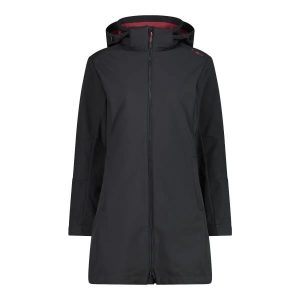 Kurtka parka z kapturem, zapinana na zamek dla kobiet CMP. Czarne kurtki CMP, bez wzorów, z softshellu, z kapturem. Za 514,50 zł.