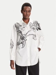 Desigual Koszula Byn Lacroix 25WWCW07 Biały Loose Fit. Białe koszule Desigual, l, bez wzorów, z bawełny, bez kołnierzyka, bez ramiączek. Za 369,99 zł.