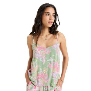 Top na ramiączkach dla Kobiety HIBISCUS ISLAND. Zielone topy Roxy, m, bez wzorów, z materiału, bez kołnierzyka, bez ramiączek. Za 179,99 zł.