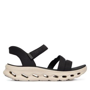 Sandały Skechers. Czarne sandały Skechers, bez wzorów, bez obcasa, na płaskiej podeszwie, bez zapięcia. Za 379,99 zł.