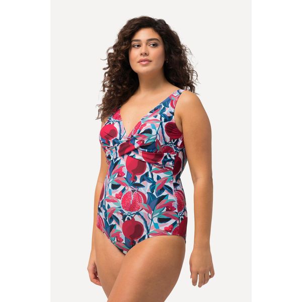 Damski Kostium kąpielowy kropki miękkie miseczki ozdobny węzeł. Białe stroje jednoczęściowe Ulla Popken, bez wzorów, z elastanu. Za 279,99 zł.