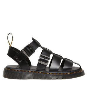 Sandały Dr. Martens. Czarne sandały Dr. Martens, bez wzorów, bez obcasa, na płaskiej podeszwie, bez zapięcia. Za 499,99 zł.
