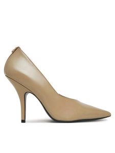 Patrizia Pepe Szpilki 8Z0032/L048 Beżowy. Brązowe szpilki Patrizia Pepe, bez wzorów, ze skóry, bez obcasa. Za 669,99 zł.