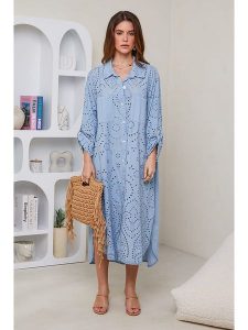 Rodier Lin Lniana sukienka w kolorze błękitnym rozmiar: XL/XXL. Niebieskie sukienki Rodier Lin, xl, bez wzorów, ze lnu, bez kołnierzyka, bez ramiączek, maxi. Za 162,49 zł.
