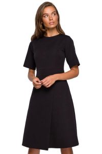 Sukienka elegancka trapezowa z asymetrycznym dołem czarny wizytowa. Czarne sukienki Stylove, do pracy, l, bez wzorów, biznesowe, z asymetrycznym kołnierzem, bez ramiączek, asymetryczne. Za 319,00 zł.