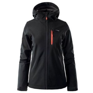 Kurtka damska Softshell Elbrus Iver Wo's - czarno-pomarańczowa, Rozmiar L. Brązowe kurtki Elbrus, l, bez wzorów, z dzianiny, bez kaptura. Za 174,99 zł.