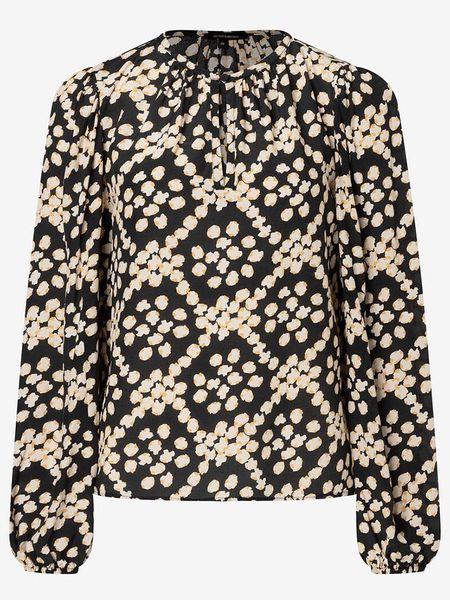 More & More Bluzka w kolorze czarno-beżowym rozmiar: 34. Czarne bluzki More & More, s, bez wzorów, z wiskozy, klasyczne, bez kołnierzyka, bez ramiączek. Za 121,80 zł.