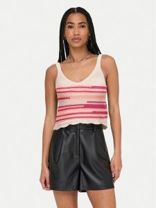 ONLY Top Merida 15344404 Różowy Regular Fit. Czerwone topy ONLY, s, bez wzorów, z syntetyku, bez kołnierzyka, bez ramiączek. Za 69,99 zł.