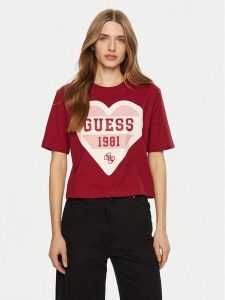 Guess T-Shirt V5RI01 I3Z14 Beżowy Regular Fit. Brązowe t-shirty Guess, xl, z aplikacjami, z bawełny, bez kołnierzyka, bez ramiączek. Za 89,99 zł.