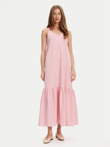 United Colors Of Benetton Sukienka letnia 4SZRDV0B8 Różowy Relaxed Fit. Czerwone kombinezony United Colors of Benetton, na lato, xl, bez wzorów, z bawełny, bez kołnierzyka, bez ramiączek. Za 169,99 zł.