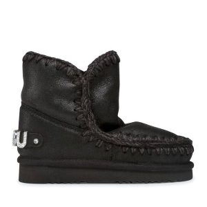 Śniegowce Mou. Czarne buty zimowe Mou, bez obcasa, bez zapięcia. Za 979,99 zł.