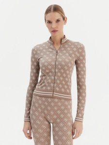 Guess Bluza V5BP08 K2000 Brązowy Slim Fit. Brązowe bluzy Guess, s, z aplikacjami, z syntetyku, bez kaptura. Za 299,99 zł.