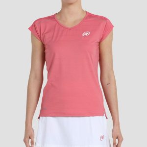 Koszulka do padla damska Bullpadel Eleva. Czerwone bluzki BULLPADEL, bez wzorów, z materiału, bez ramiączek. Za 169,99 zł.