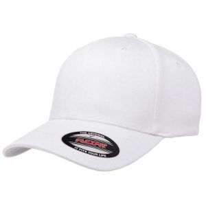 Wełniana Czapka Z Grzebieniem. Białe czapki FLEXFIT, bez wzorów, z wełny, sportowe. Za 74,99 zł.