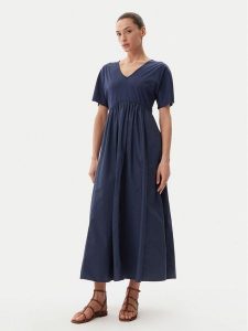 Weekend Max Mara Sukienka codzienna Brozno 2515621082 Granatowy Relaxed Fit. Niebieskie sukienki Weekend Max Mara, na co dzień, m, bez wzorów, z bawełny, bez kołnierzyka, bez ramiączek, proste. Za 599,99 zł.