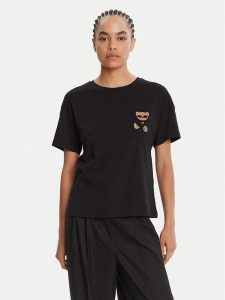 Liu Jo T-Shirt MF5416 JS923 Czarny Regular Fit. Czarne t-shirty Liu Jo, m, bez wzorów, z bawełny, bez kołnierzyka, bez ramiączek. Za 219,99 zł.