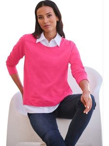 Heine Bluza w kolorze różowym rozmiar: 38. Różowe bluzy Heine, bez wzorów, z bawełny, bez kaptura. Za 55,95 zł.