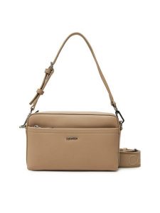 Calvin Klein Torebka Ck Must Convertible Camera Bag K60K612901 Beżowy. Brązowe torebki klasyczne Calvin Klein, bez wzorów, ze skóry, bez dodatków. Za 279,99 zł.