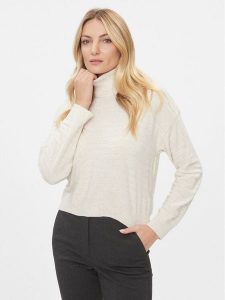 ONLY Golf 15294524 Beżowy Regular Fit. Brązowe golfy ONLY, bez wzorów, z syntetyku. Za 159,99 zł.