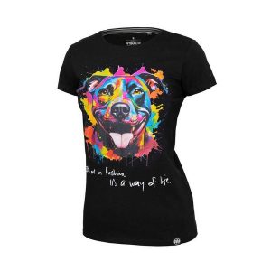 Koszulka damska Pitbull Watercolor. Czarne bluzki PITBULL, s, bez wzorów, casualowe, bez kołnierzyka, bez ramiączek. Za 79,00 zł.