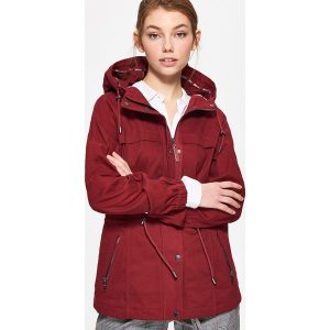 Parka z kapturem - Bordowy. Czerwone kurtki marki Cropp, l, z kapturem. W wyprzedaży za 69,99 zł.