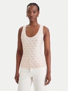 Guess Top W6GP10 K2932 Beżowy Regular Fit. Brązowe topy Guess, xxl, z aplikacjami, z bawełny, bez kołnierzyka, bez ramiączek. Za 190,99 zł.