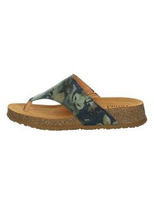 Think! Skórzane japonki "Koak" w kolorze niebieskim ze wzorem rozmiar: 38. Niebieskie klapki Think, bez wzorów, ze skóry, z otwartym noskiem, bez obcasa. Za 163,26 zł.