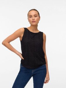 Vero Moda Top w kolorze czarnym rozmiar: XS. Czarne topy Vero Moda, xs, bez wzorów, bez kołnierzyka, bez ramiączek. Za 39,49 zł.