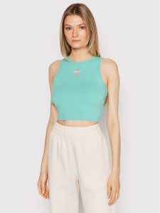 Reebok Top Classics Graphic HG1154 Zielony Slim Fit. Zielone topy Reebok, l, bez wzorów, z bawełny, bez kołnierzyka, bez ramiączek. Za 99,99 zł.