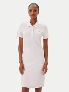 Tommy Hilfiger Sukienka codzienna WW0WW43228 Różowy Slim Fit. Czerwone kombinezony TOMMY HILFIGER, na co dzień, xs, bez wzorów, z bawełny, bez kołnierzyka, bez ramiączek, proste. Za 339,99 zł.