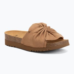 Klapki damskie Scholl Princess Med. Brązowe klapki Scholl, bez wzorów, z materiału, bez obcasa. Za 289,99 zł.
