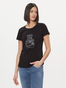 Liu Jo T-Shirt WA4034 JS923 Czarny Regular Fit. Czarne t-shirty Liu Jo, xs, bez wzorów, z bawełny, bez kołnierzyka, bez ramiączek. Za 279,99 zł.