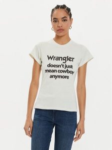 Wrangler T-Shirt Shrunken Band 112356451 Biały Slim Fit. Białe t-shirty Wrangler, xl, bez wzorów, z bawełny, bez kołnierzyka, bez ramiączek. Za 79,99 zł.