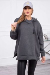 Bluza ocieplana z suwakiem na boku grafitowa. Szare bluzy KESI, l, bez wzorów, z bawełny, bez kaptura. Za 250,94 zł.