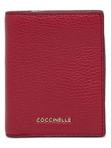 COCCINELLE Skórzany portfel w kolorze bordowym - 10 x 12,5 x 1 cm rozmiar: onesize. Czerwone portfele Coccinelle, bez wzorów, z materiału. Za 421,67 zł.