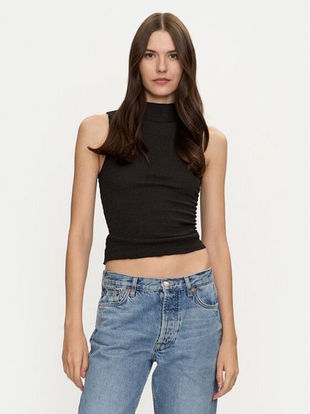 Brave Soul Bluzka LV-272CHASEBLK Czarny Slim Fit. Czarne bluzki Brave Soul, s, bez wzorów, z syntetyku, bez kołnierzyka, bez ramiączek. Za 59,99 zł.