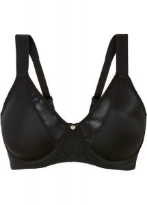 Biustonosz minimizer z wyściełanymi ramiączkami. Czarne biustonosze bonprix, bez wzorów. Za 67,99 zł.