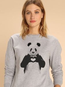 WOOOP Bluza "Love Panda" w kolorze szarym rozmiar: M. Szare bluzy Wooop, m, bez wzorów, bez kaptura. Za 108,99 zł.