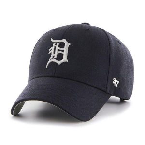 Brand `47 czapka z daszkiem Detroit Tigers Navy B-MVP09WBV-NYJ granatowy OSFM. Niebieskie czapki 47 Brand, bez wzorów. Za 139,00 zł.