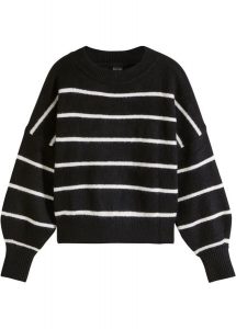 Sweter w paski. Czarne swetry klasyczne bonprix, bez kołnierzyka. Za 107,99 zł.
