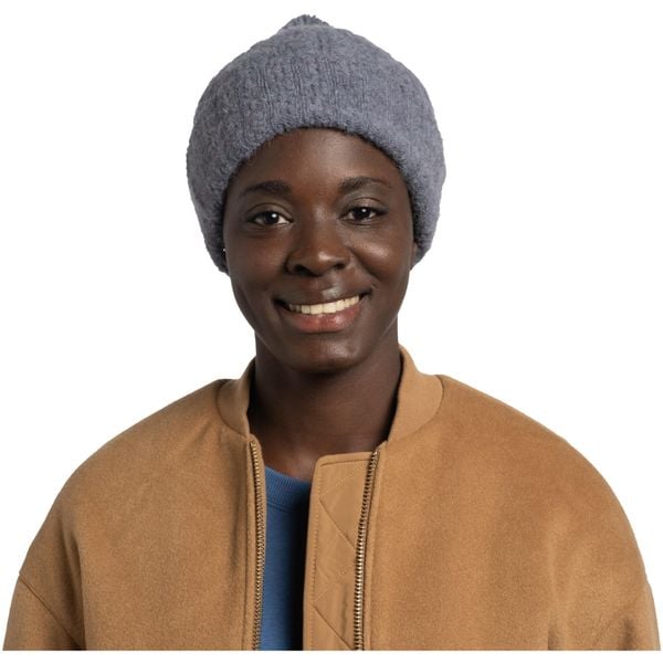 Czapka zimowa BUFF Knitted Beanie Kyre Lead we wzory. Niebieskie czapki Buff, bez wzorów, z bawełny. Za 139,99 zł.