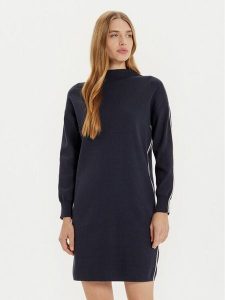 Tatuum Sukienka dzianinowa Cora T2420.198B Granatowy Relaxed Fit. Niebieskie sukienki Tatuum, m, bez wzorów, z dzianiny, bez kołnierzyka, bez ramiączek. Za 169,99 zł.