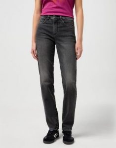 DAMSKIE SPODNIE WRANGLER STRAIGHT UNFORGETTABLE 112351064. Jeansy Wrangler, bez wzorów, z jeansu. Za 209,99 zł.