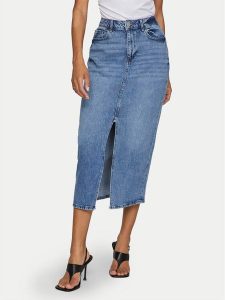 Vila Spódnica jeansowa Jaf 14099736 Niebieski Regular Fit. Niebieskie spódnice Vila, bez wzorów, z bawełny. Za 129,99 zł.