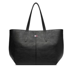 Torebka Tommy Jeans. Czarne shopper bag Tommy Jeans, bez wzorów, z jeansu, bez dodatków. Za 529,99 zł.