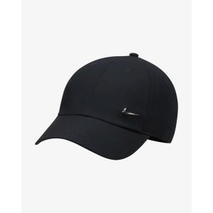 Czapka z daszkiem Nike Dri-Fit Club Unstructured Metal Swoosh. Czarne czapki Nike, bez wzorów, sportowe. Za 94,99 zł.