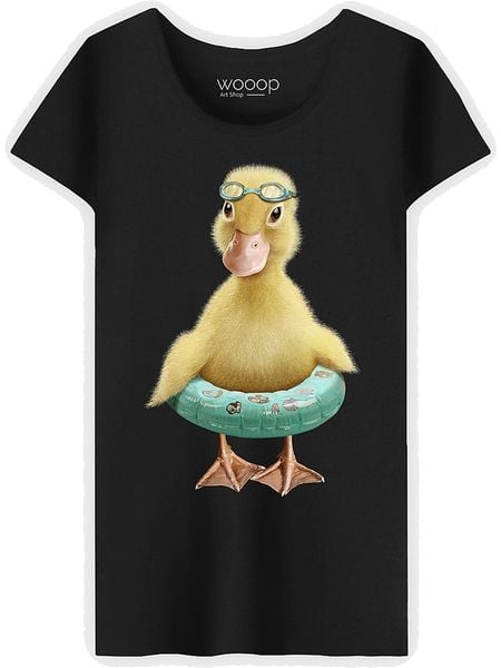 WOOOP Koszulka "Duck Bouee" w kolorze czarnym rozmiar: L. Czarne bluzki Wooop, l, bez wzorów, z bawełny, bez kołnierzyka, bez ramiączek. Za 65,69 zł.