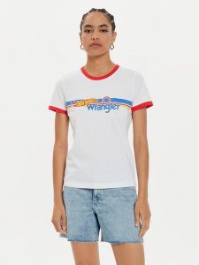 Wrangler T-Shirt Hot Wheels 112357911 Biały Slim Fit. Białe t-shirty Wrangler, s, bez wzorów, z bawełny, bez kołnierzyka, bez ramiączek. Za 109,99 zł.
